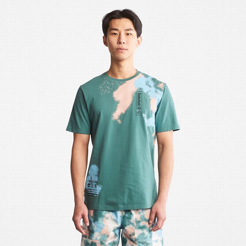 Turquoise Timberland Outdoor Heritage Camo-Pocket T-Shirts | 13904621