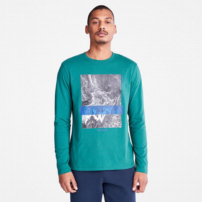 Turquoise Timberland Paint Graphic Long Sleeve | 64167854