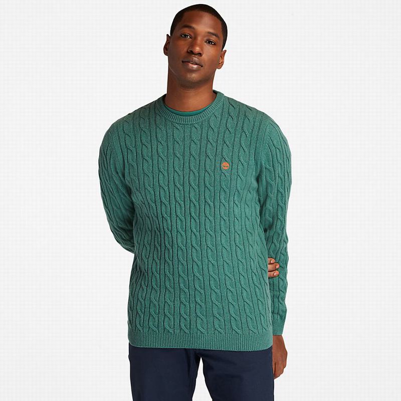 Turquoise Timberland Phillips Brook Cable-knit Sweaters | 67028423