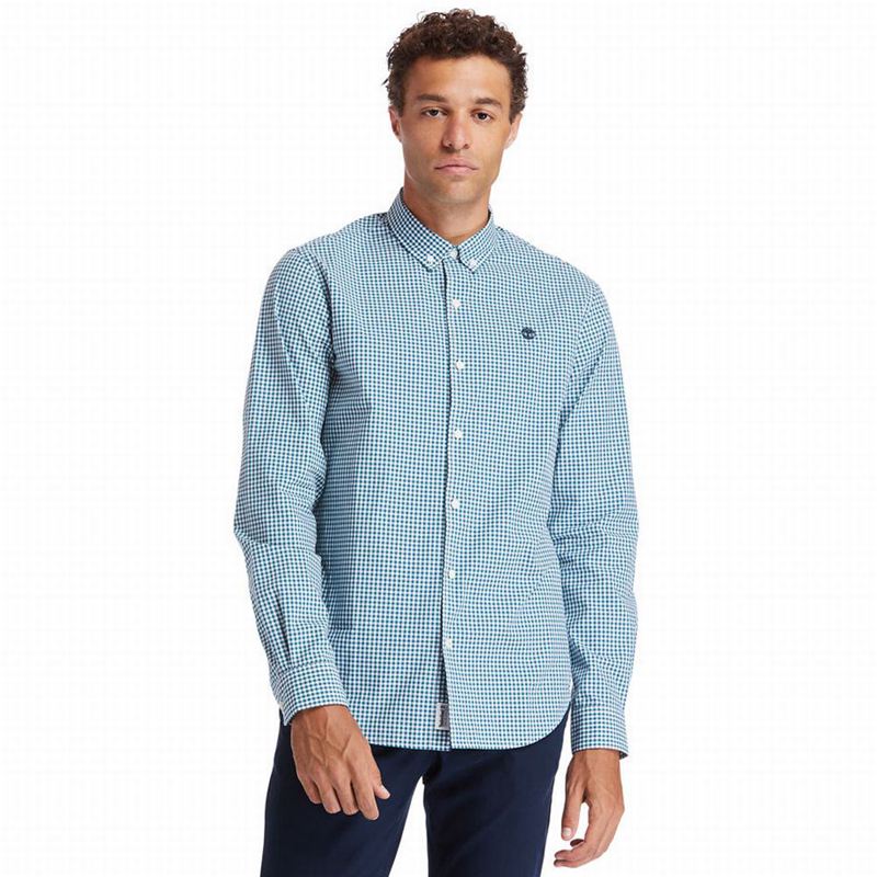 Turquoise Timberland Suncook River Gingham Shirts | 5818056