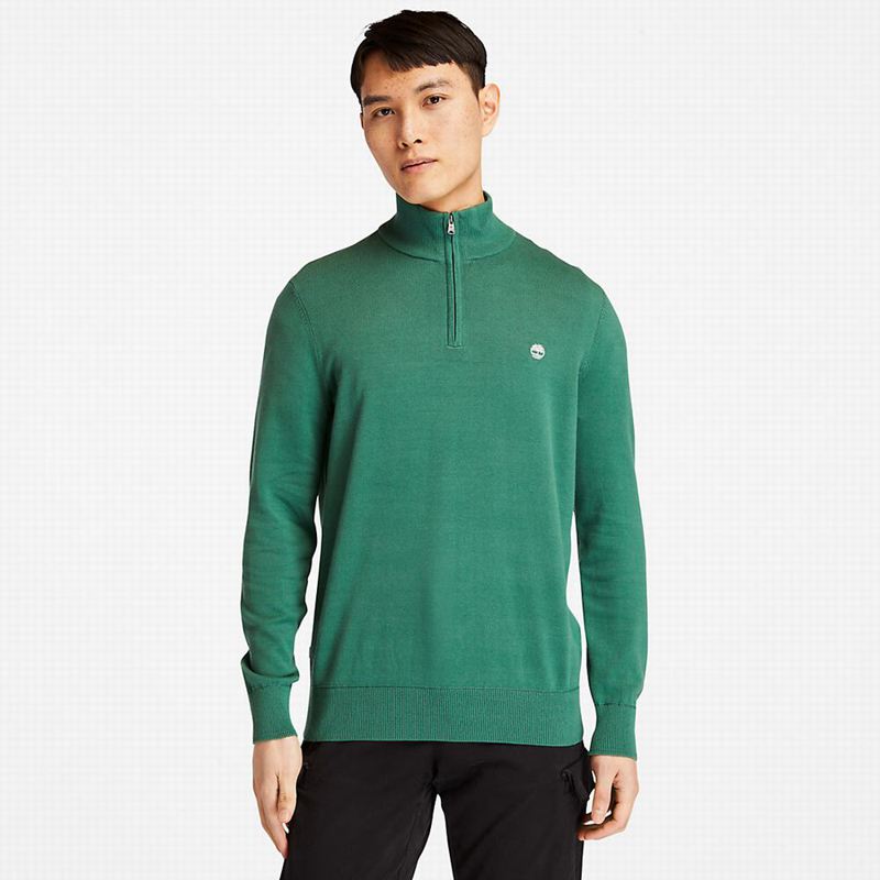 Turquoise Timberland Williams River Zip-neck Sweaters | 55585563