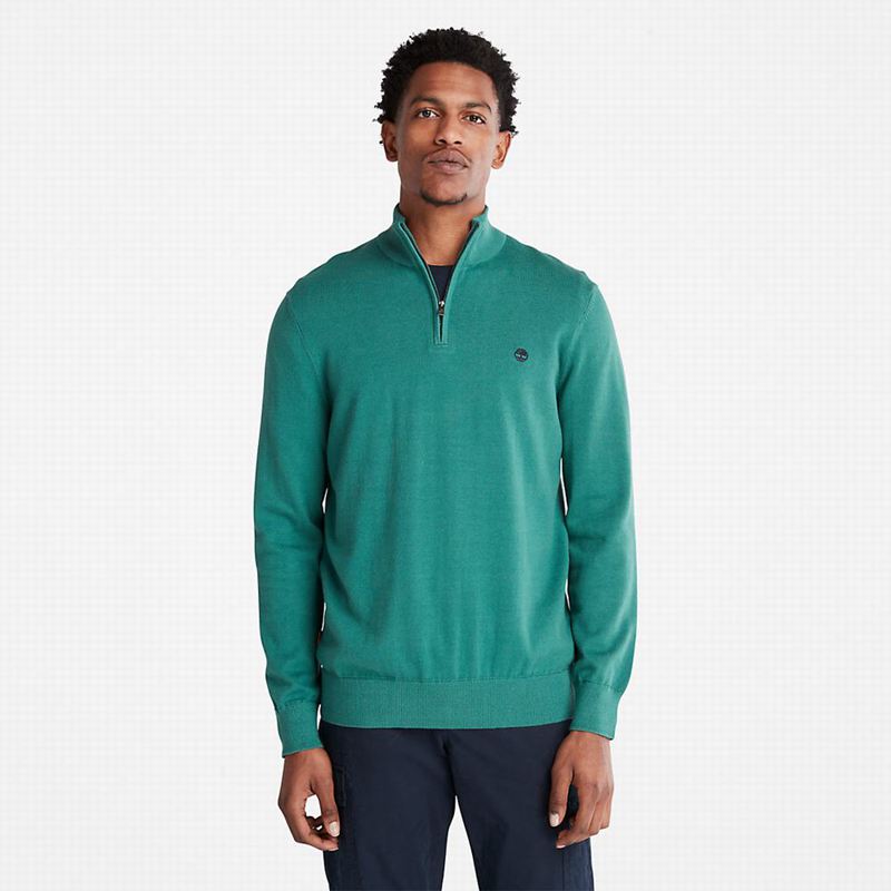 Turquoise Timberland Williams River Zip-neck Jumpers | 81971891