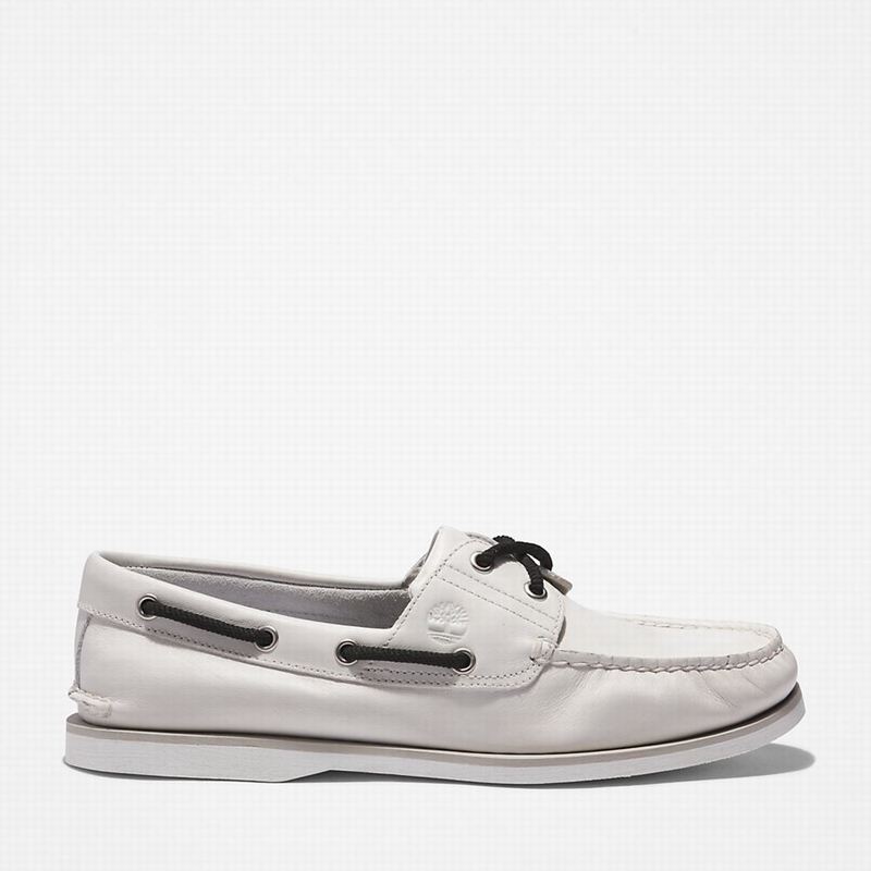 White Timberland 2-Eye Classic Boat Shoes | 40461116