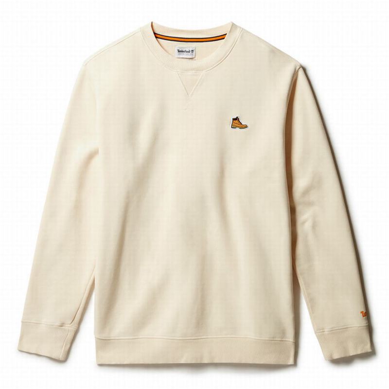 White Timberland Boot-Logo Crewneck Sweatshirts | 50093961