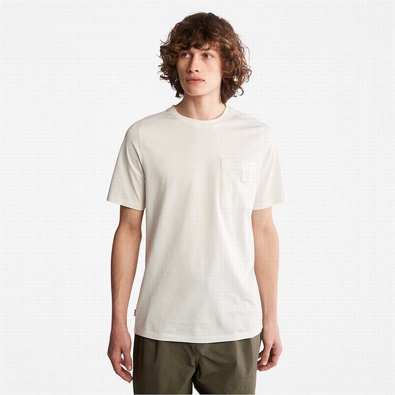White Timberland Dunstan River Crew Tee T-Shirts | 53704051
