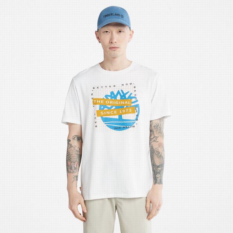 White Timberland Dunstan River Crew Tee T-Shirts | 67647855