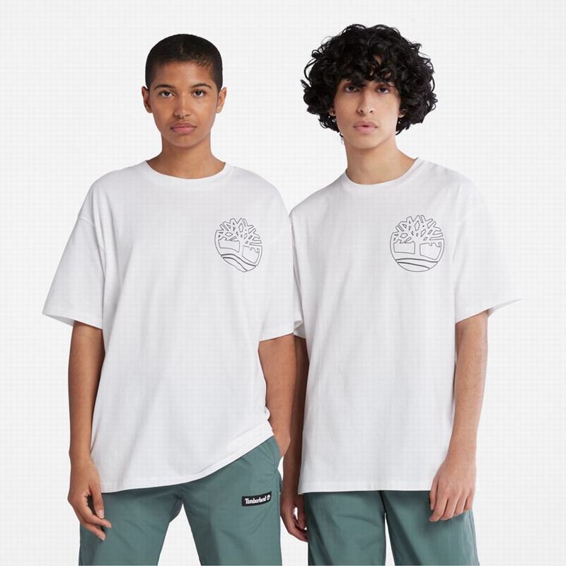 White Timberland Dunstan River Crewneck T-Shirts | 43574460