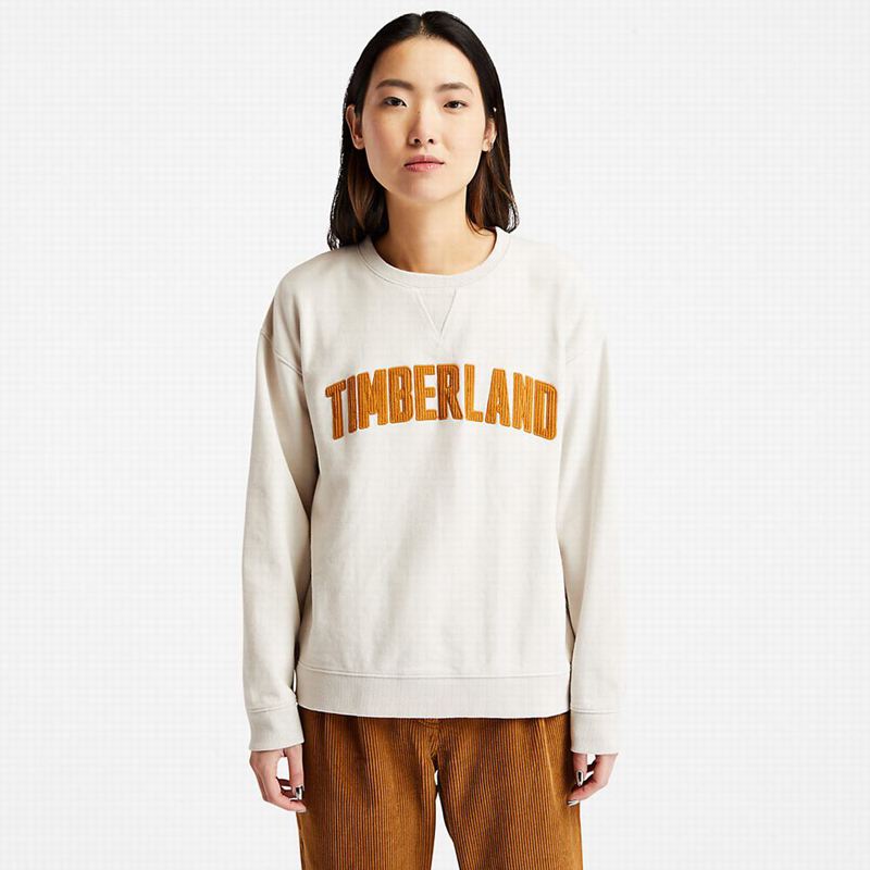 White Timberland Ecoriginal Corduroy Logo Sweatshirts | 21736753
