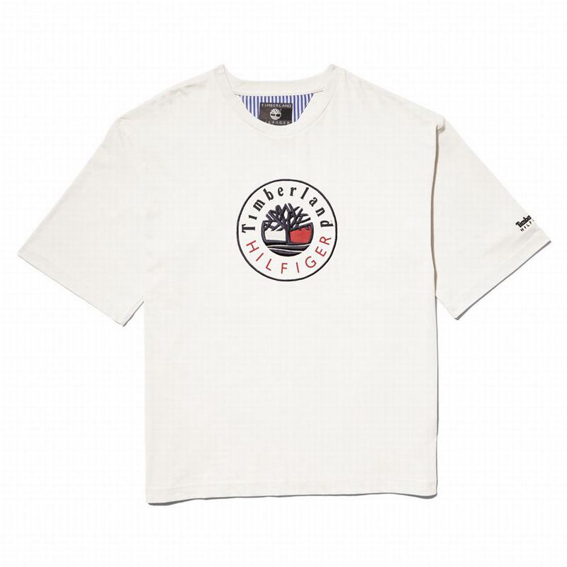 White Timberland Heavyweight T-Shirts | 13457576