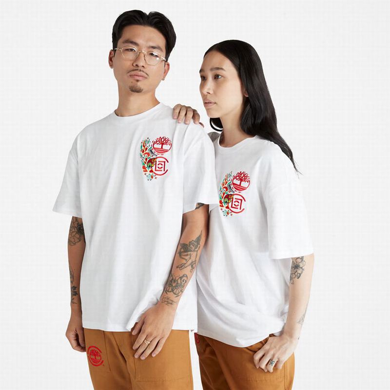 White Timberland Heavyweight T-Shirts | 32037550