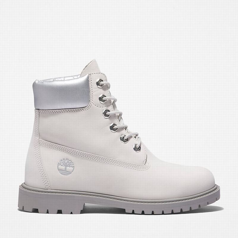 White Timberland Heritage 6 Inch Boots | 36338684