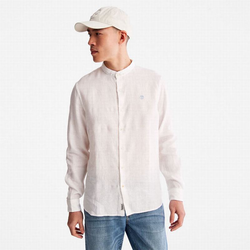 White Timberland Mill River Linen Shirts | 69635838