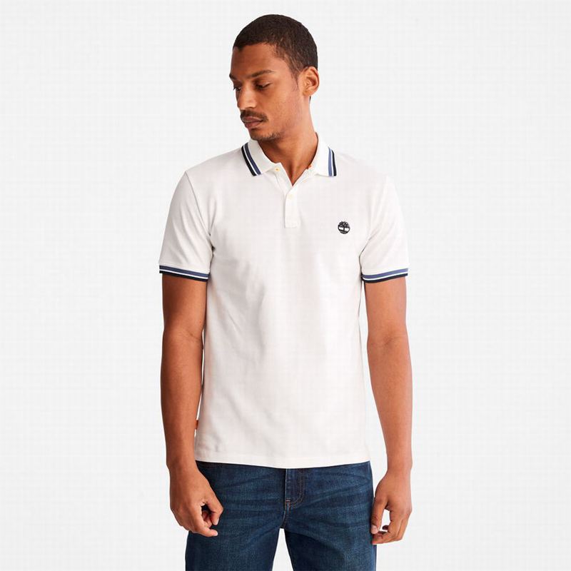 White Timberland Millers River Tipped Polo Shirts | 76375932