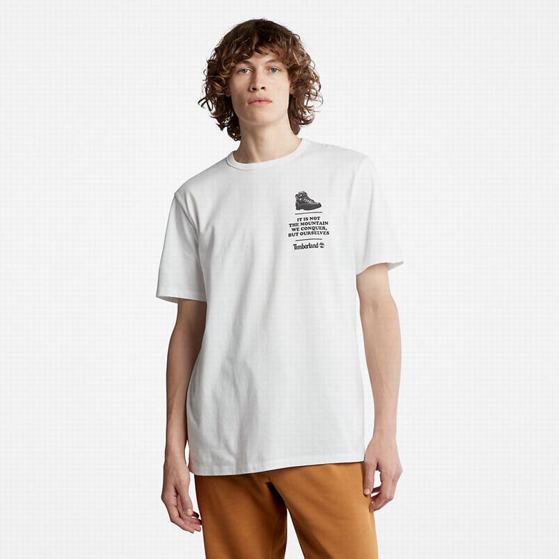 White Timberland Organic Cotton Boot T-Shirts | 54063229