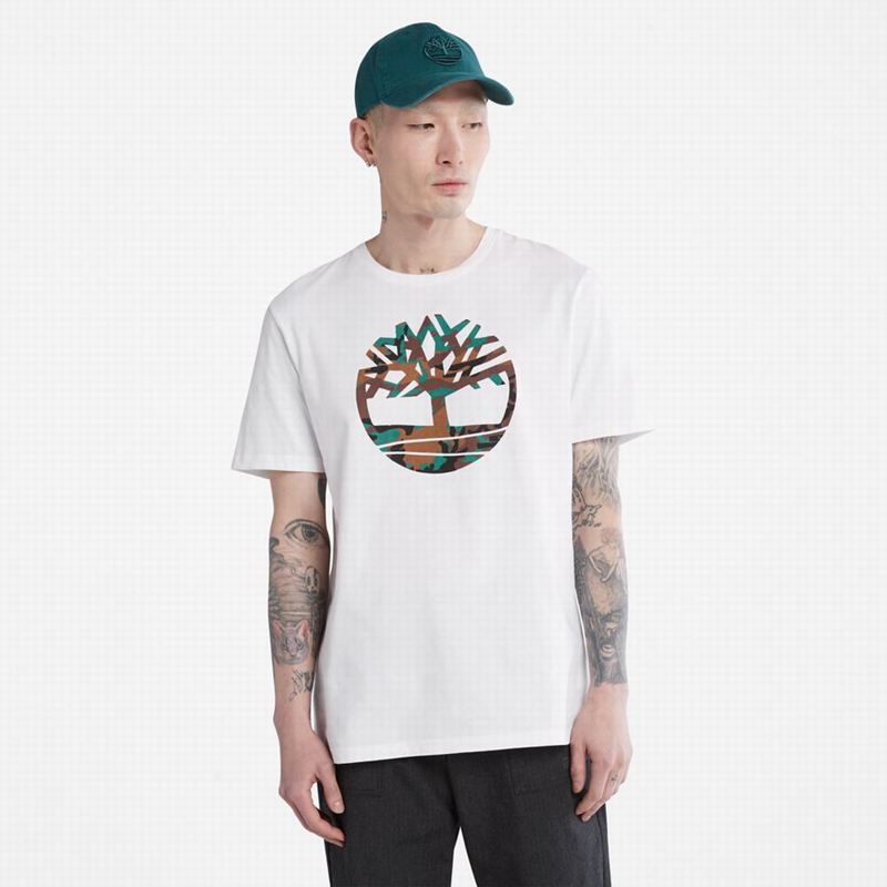 White Timberland Organic Cotton Logo T-Shirts | 43818012