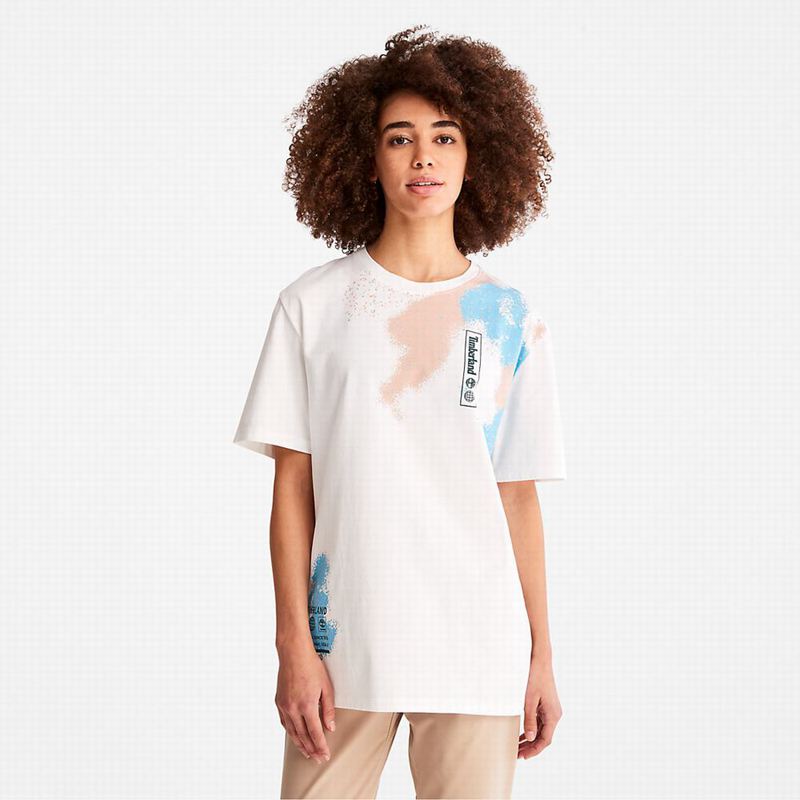 White Timberland Outdoor Heritage Camo-Logo T-Shirts | 66527041