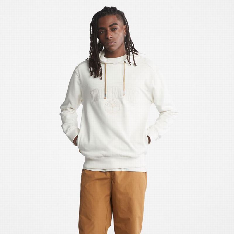 White Timberland Outdoor Heritage EK+ Recycled-Cotton Graphic Hoodie | 96942653