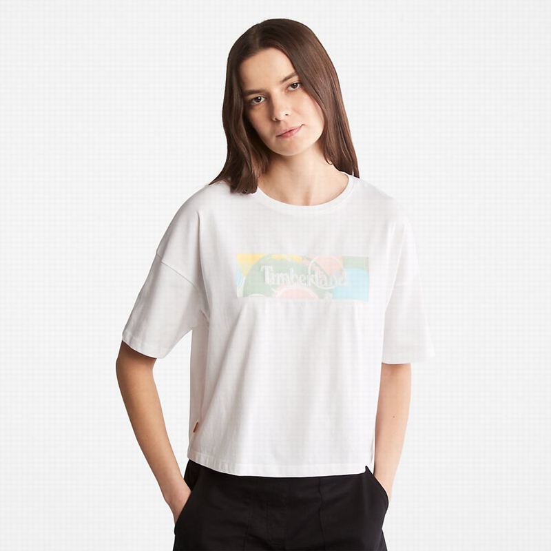 White Timberland Outdoor Heritage Linear-Logo Tee T-Shirts | 59127453