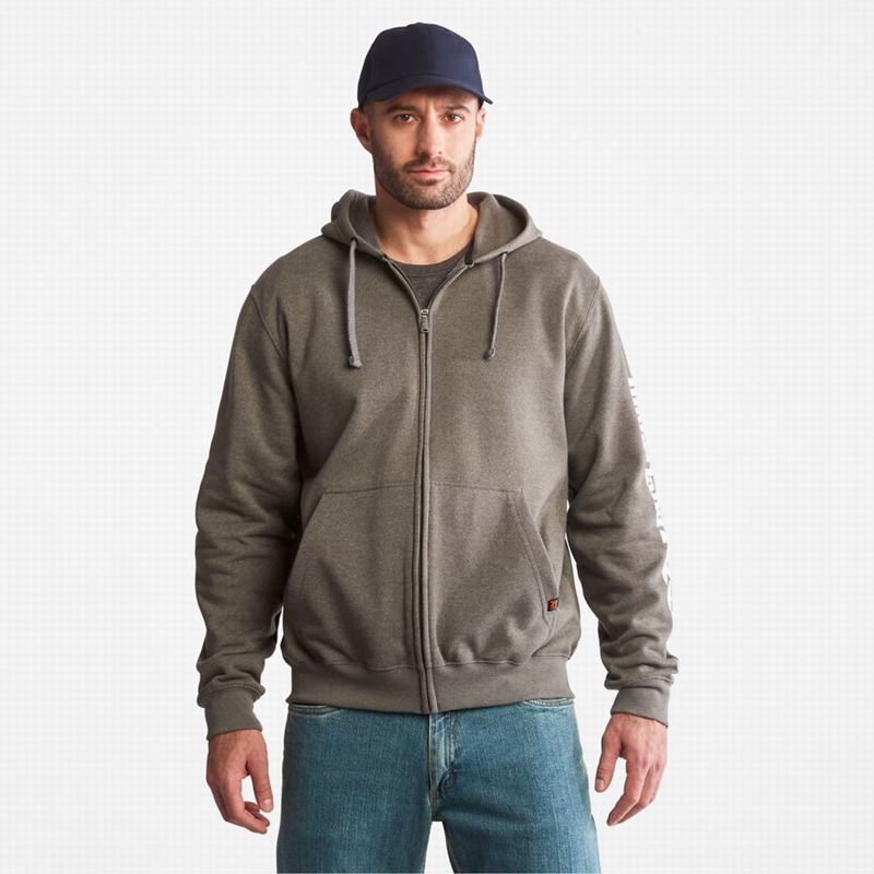 White Timberland PRO Hood Honcho Sport Zip-Front Hoodie | 37868602