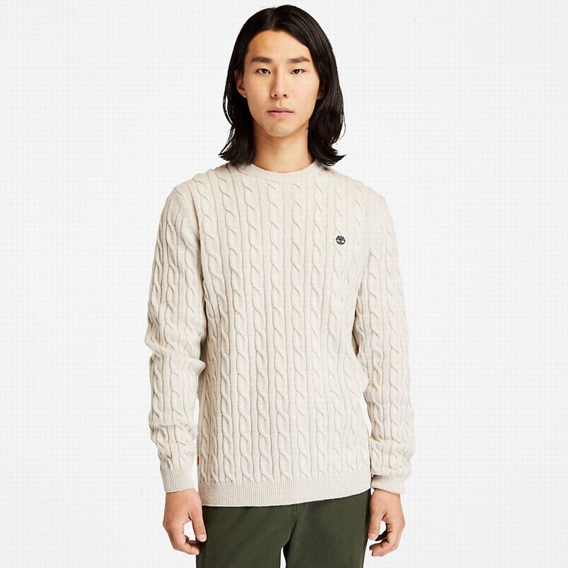 White Timberland Phillips Brook Cable-knit Sweaters | 82788505