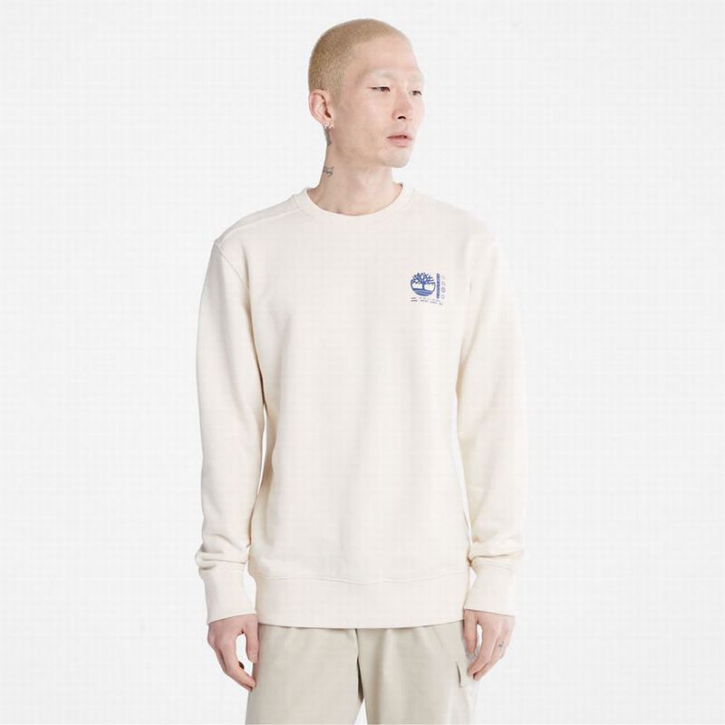 White Timberland Photographic Crewneck Sweatshirts | 24374127