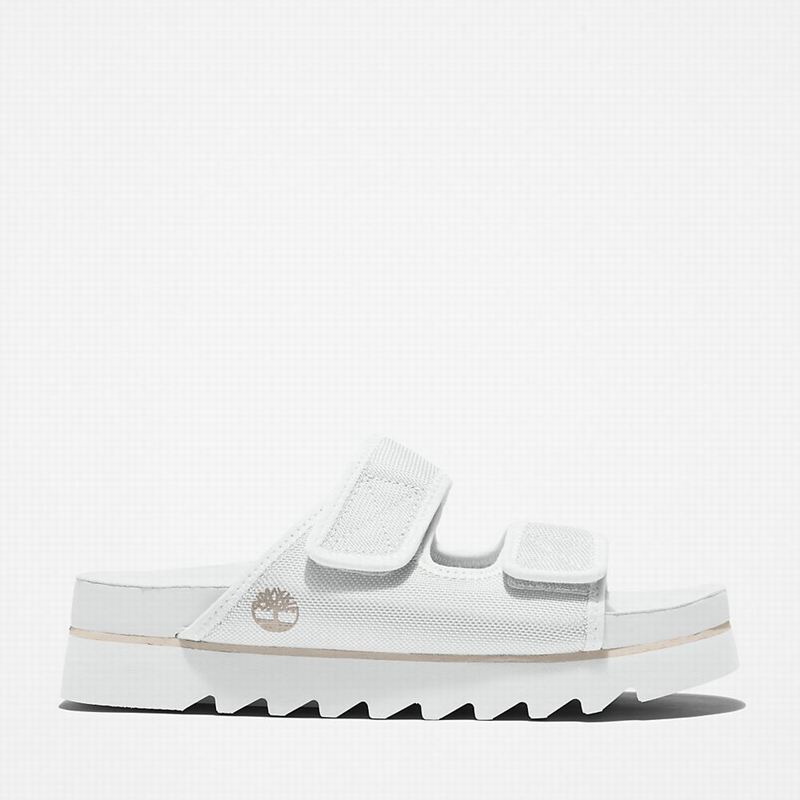 White Timberland Santa Monica Sunrise Double-Strap Slides | 53486740