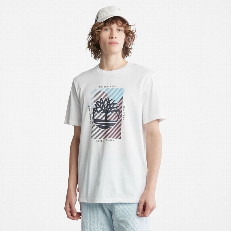 White Timberland Tree Logo T-Shirts | 82554708