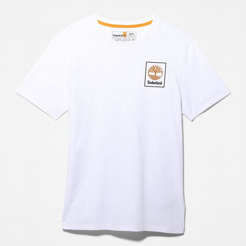 White Timberland Wind Water Earth and Sky T-Shirts | 16008455