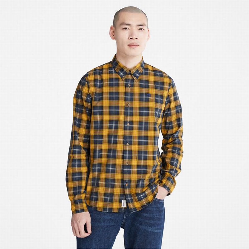Yellow Timberland Eastham River Stretch Checked Shirts | 34013558