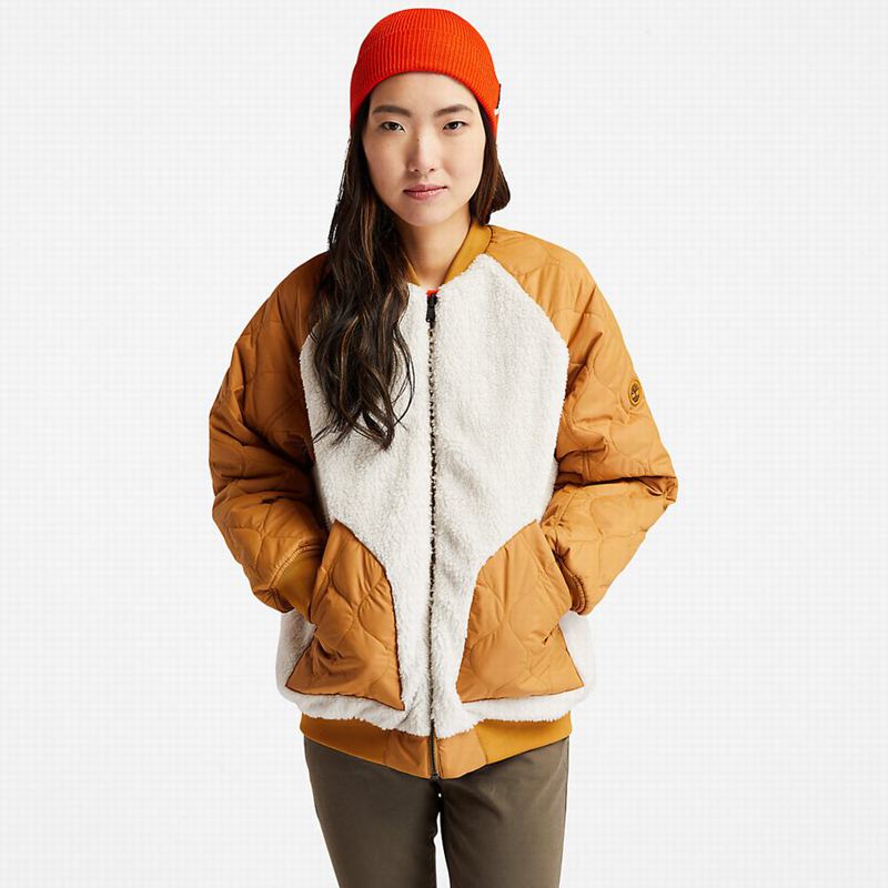 Yellow Timberland Reversible Fleece Bomber Fleece Jackets | 42848298