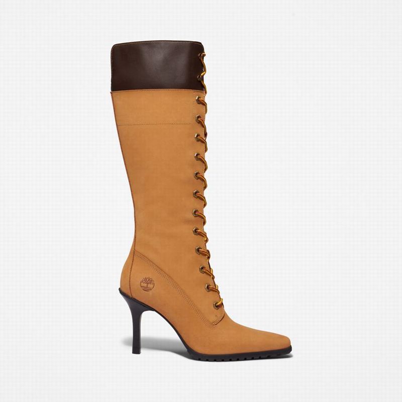 Yellow Timberland Tall Lace High Boots | 67688330