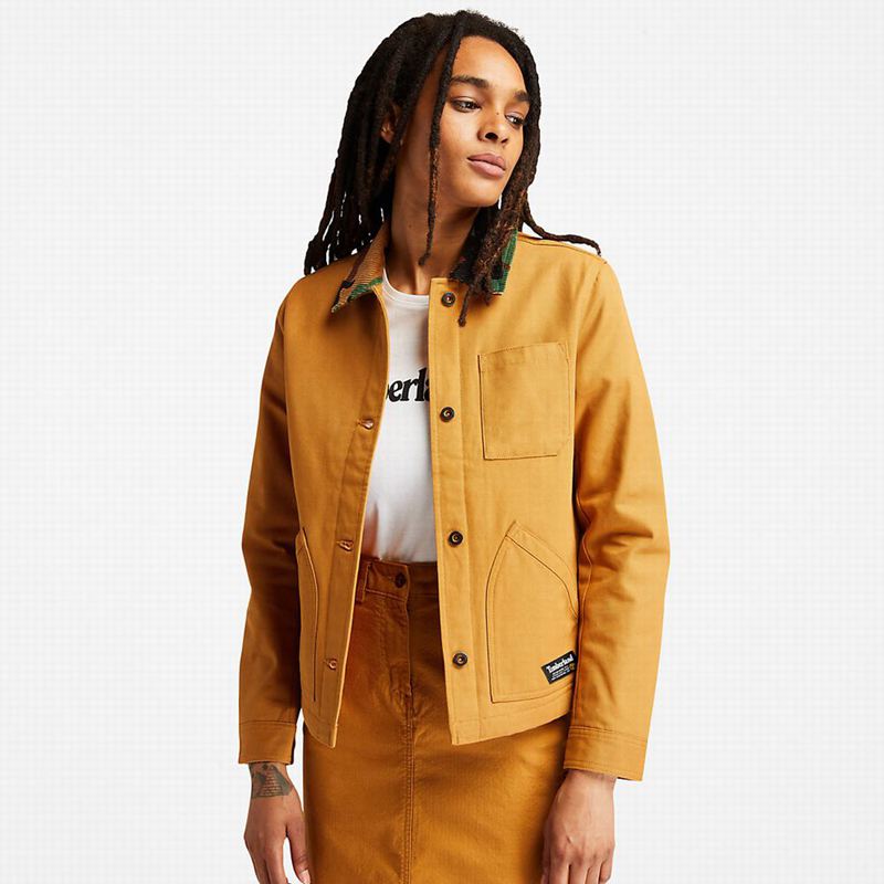 Yellow Timberland Water-Repellent Street Cropped Jackets | 73663156